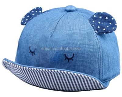 China Wholesale Character Azo Free Cotton Plain With Ears Denim Kids Baby Sewing Soft Hat And Hat for sale