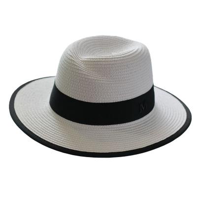 China Classic Striped Felted Hat Women's Wide Brim Beach Sun Panama Straw Hat Panama Hat for sale