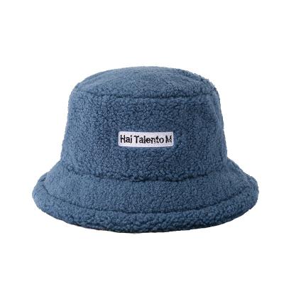 China Wholesale Plush Women Fashion Hat Custom Keeping Warm Embroidery Logo Cotton Bucket Hat for sale