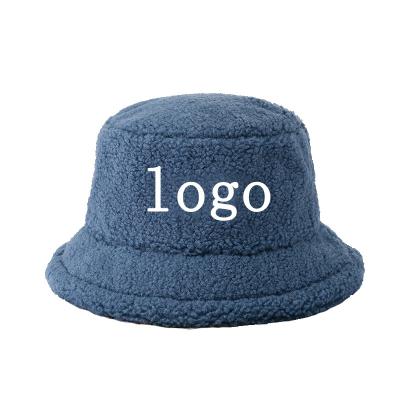 China Custom Plush Women Fashion Hat Custom Keeping Warm Embroidery Logo Cotton Bucket Hat for sale