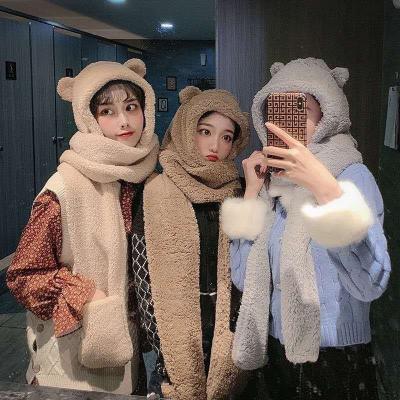 China COMMON Wholesale High Quality New Design Cartoon Style Cute Women Customized Simple Fur Winter Hat Scarf Set for sale