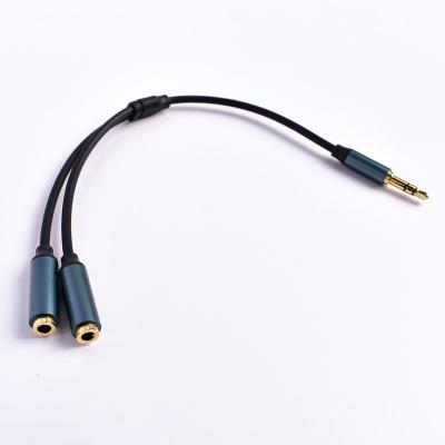 China Car Headset Splitter Cable Braided Separate Y Splitter Audio Cable Microphone Earphone Port for sale