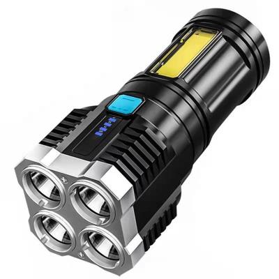 China Convenient Outdoor Rechargeable Multifunctional Tactical Torch 4 LED Strong Ignition Flashlight Flashlight For Outdoor Camping for sale