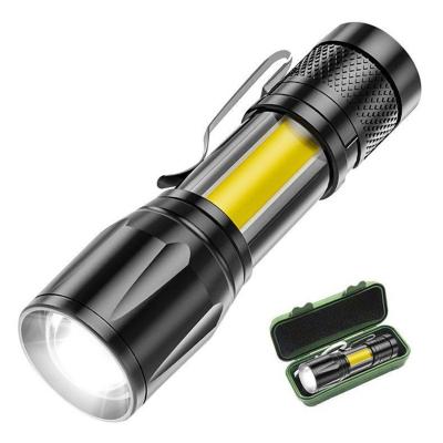 China Zoomable Led Outdoor Ultra Bright Led Tactical Torch COB Light Mini Portable Zoomable USB Rechargeable With 3 