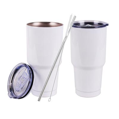 China 30oz Stainless Steel Sublimation Travel Sports Tumbler Double Wall Vacuum Insulation Viable Coffee Mug With Lid And Metal Straw for sale