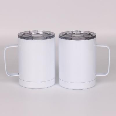 China New Viable 12oz Sublimation Stainless Steel Double Tumbler Beer Mug Double Wall Vacuum Insulation Office Mug With Handle for sale