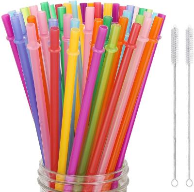 China Eco-Friendly PP Drinkware Reusable Plastic Straws Food Grade Material Bar Party Juice Drink Straws And Stainless Steel Cleaning Brush for sale