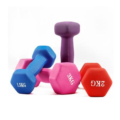 China Custom Logo Pink Kg And Lb Power Use Hex Dumbbell Neoprene Training Equipment Woman Commercial for sale