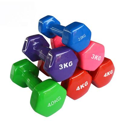 China Commercial Wholesale Fitness Weight Home Free Gym 1/2/3/4/6/7/8/9/10kg Use Fitness Weights Home Color Small Weight Vinyl Hex Dumbbell for sale