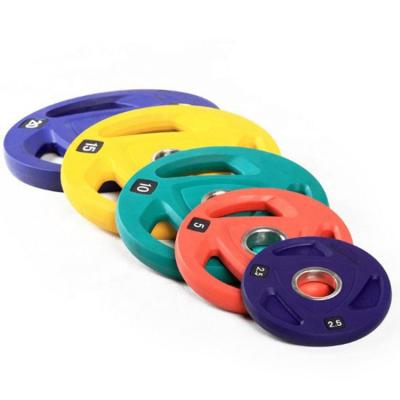 China Universal Wholesale Power Training Equipment Colored Tri Grip Weight Plate Rubber For Sale for sale