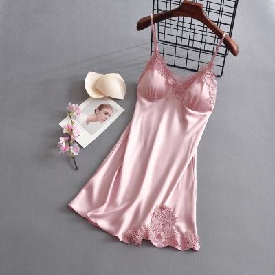 China Hot sale QUICK DRY ice silk nightgown and satin nightgown sexy silk sleepwear for women for sale