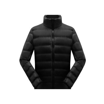 China Wholesale OEM breathable service fall and winter down jacket unisex lightweight 100% polyester stand collar black down jacket for sale