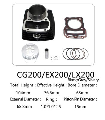 China Aluminum motorcycle cylinder kit CG200，motorcycle engine accessories for sale