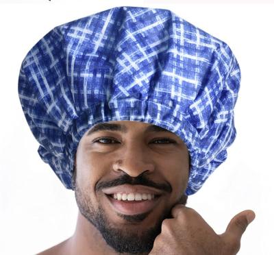 China Sustainable Men Waterproof Reusable Shower Hair Caps For Shower Bath Elastic Large Cap For Long, Short, Braid And Curly Hair for sale