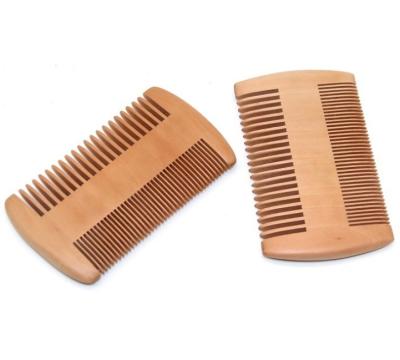 China Natural Wooden Beard Comb Mustaches Combs Dual Action Teeth Beard Comb for sale