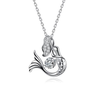 China advance & nickel & Free Fashion 2022 Simple Heart Mermaid Necklace 925 Sterling Silver Cubic Zirconia Beating Chrome for sale