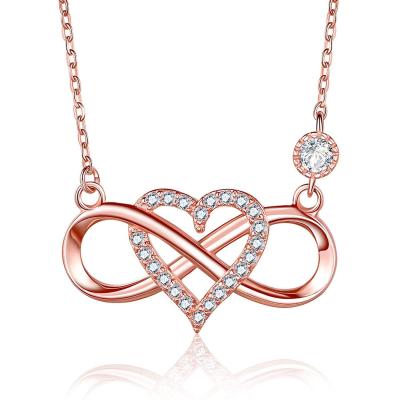 China advance & nickel & Chrome Free Heart 925 Sterling Silver Cubic Zirconia Infinity Pendant Necklace For Women Girl for sale