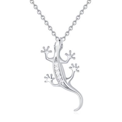 China lead free & Nickel Free 925 Sterling Silver Dainty Lizard Animal Pendant Necklace For Women Men Boy Teen Girl for sale