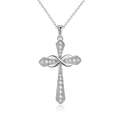 China Nickel Free and Lead Free 925 Sterling Silver Cubic Zirconia Infinity Ankh Cross Necklace for Women Men for sale