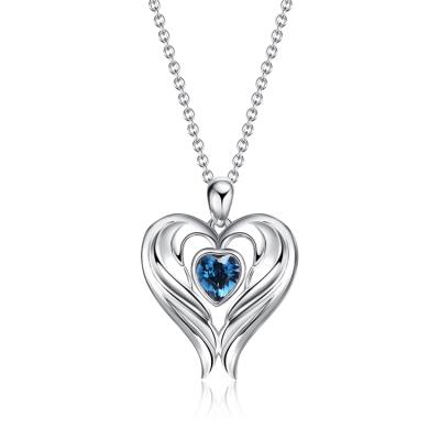 China Nickel Plated Lead Free Chain Adjustable Tasty Fashionable 925 Sterling Silver Heart Wing Pendant Necklace for sale