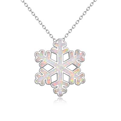 China advance & nickel & Chrome Free Stone 925 Sterling Silver Snowflake Pendant Chain Opal Necklace for Women for sale