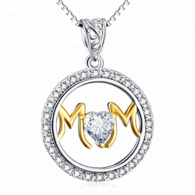 China Nickel Free and Lead Free Sterling Silver Round Mom Charm Jewelry I Love Mom Pendant Necklace for sale