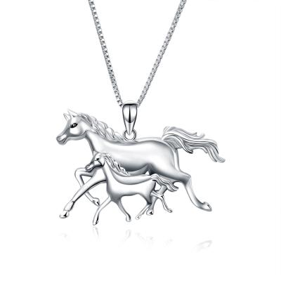 China advance & nickel & Free Chrome Fashion Jewelry Sterling Silver Two Galloping Horses Pendant Necklace For Mom for sale