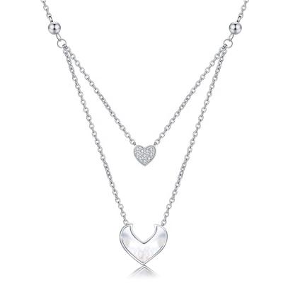 China Nickel Free And Lead Free New Design Layered Heart Pendant Mom 925 Sterling Silver Necklace For Women for sale