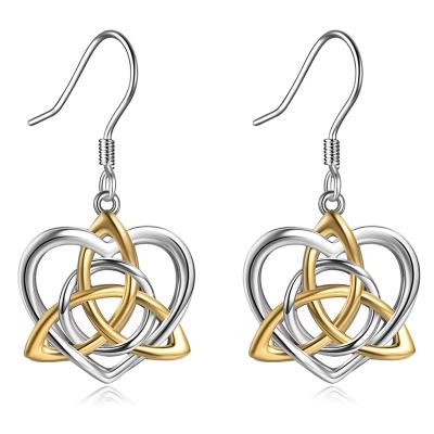 China TRENDY 925 Sterling Silver Vintage Good Luck Celtic Knot Earrings Celtics Dangle Hook Earrings for sale