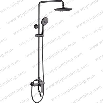 China Single Handle Hot And Cold High Pressure Plating Without Sliding Bar Matte Black Bathroom Faucet Shower Set Shower Faucet Faucets Tap for sale