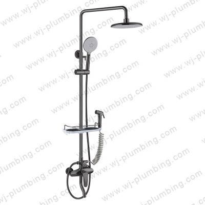 China Matte Black Bathroom Tub And Contemporary Bath Sliding Bar And Shower Faucet Kit for sale