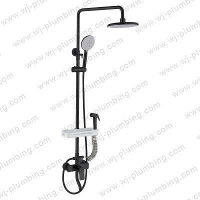 China Without Slide Bar Luxury Bathroom Black Rainfall Shower Faucet Column Mixer Columna Ducha Set for sale