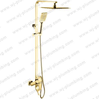 China Without Slide Bar Gold Square Luxury Home Bathroom Golden Shower for sale