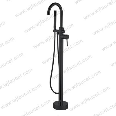 China Without Slide Bar Factory Freestand Free Standing Bathtub Mixer Tap Floor Mounted Shower Faucet Set for sale