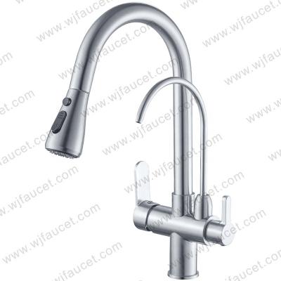 China Pull Out Spray 304 Luxury Stainless Steel Water Filter Brass Faucet Pull Out Spray Kitchen Faucet Mixer Tap Nickel Kitchen Sink Faucets for sale