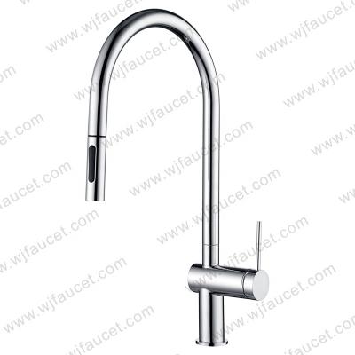 China Pull Out Spray Polished Chrome Plating Unique Extension Hose Brushed Stainless Steel Kitchen Faucet Taps With Pull Down Spray for sale