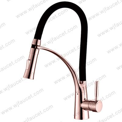 China Pull Out Spray Grifo De Cocina Flexible Mixer Tap Pull Out Rose Gold Kitchen Sink Faucet Sprayer Faucet for sale