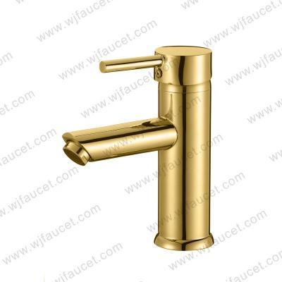 China Metered Faucets OEM Cheap Brushed Finish 304 Stainless Steel Bathroom Lavatory Water Mixer Tap Faucet for sale