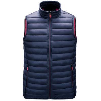 China Wholesale Men's Outdoor Leisure Windproof Stand Collar Padded Quilted Down Vest Jacket Sleeveless Jacket With Zipper Pocket for sale