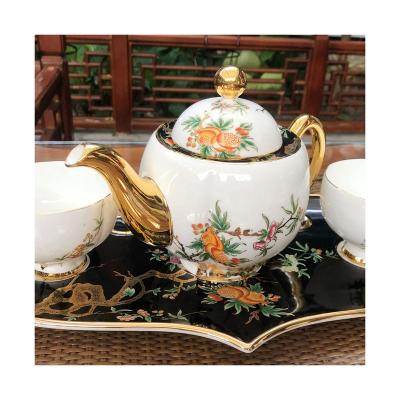 China Prosperous Products Viable Flower Shaped Bone China Bone China Tea Set for sale