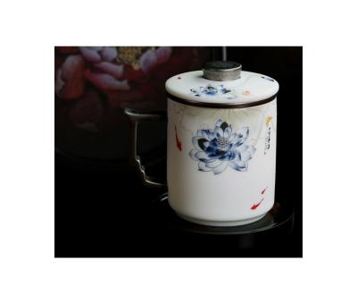 China Art White Gold Wonderful Color Qinghuan Wenxuan Handmade Mug of Traditional White Porcelain Product for sale