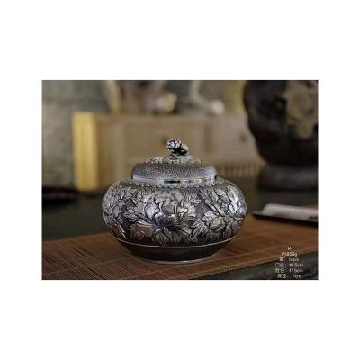 China Sustainable high-end atmosphere can be given away teapot 999 plate silver material national color Tianxiang teapot for sale