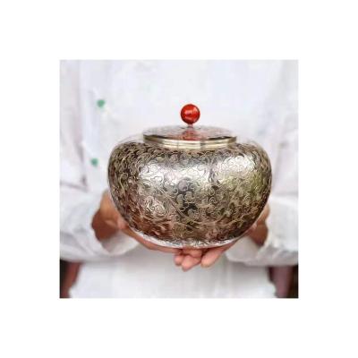 China Viable Chinese Tea Ceremony Supplies Silver Crafts Handmade Grass Pattern Tea Cart for sale