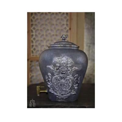 China Retro Water Tank 999 Tea Set Water Storage Tank Silver Auspicious Eight Treasures Water Tank Viable for sale