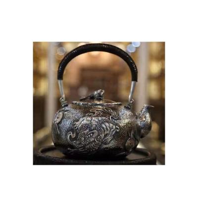 China Vintage Viable High Quality Silver Teapot Handmade Inverted Pot With Lid Pixiu Lucky Kettle for sale