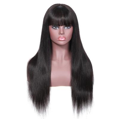 China Body Wave 12a Full Machine Made Wig 180% Density Human Hair Wig Natural Black Color Human Hair Wig With Bang for sale