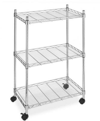 China Sustainable Warehouse Rack With Wheels Shelves Choice Carbon Steel 3 Layer Trolley for sale