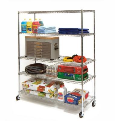 China 18 x 36 x 72 Inch 5 Tier Metal Wire Shelf Rack Chrome Wire Storage Living Epoxy Shelf for sale