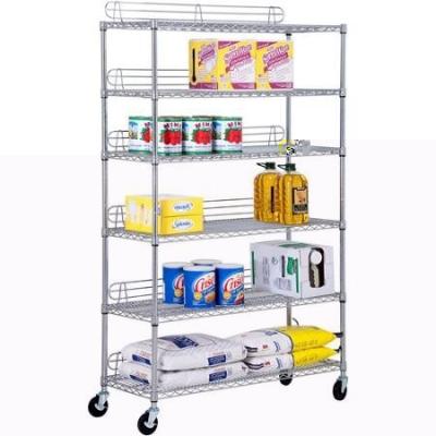 China Corrosion Pretection Garage Sliding Chrome Square Storage 6 Tier Metal Wire Shelf for sale