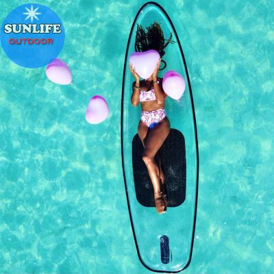 China Warter Sports Hottest Selling Clear Stand Up Hard Paddle Board Transparent Sup With Foot Leash for sale